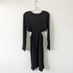 Birgitte Herskind Ignes Black Dress EU 34 with Tie Sleeves and Cut-Out Back